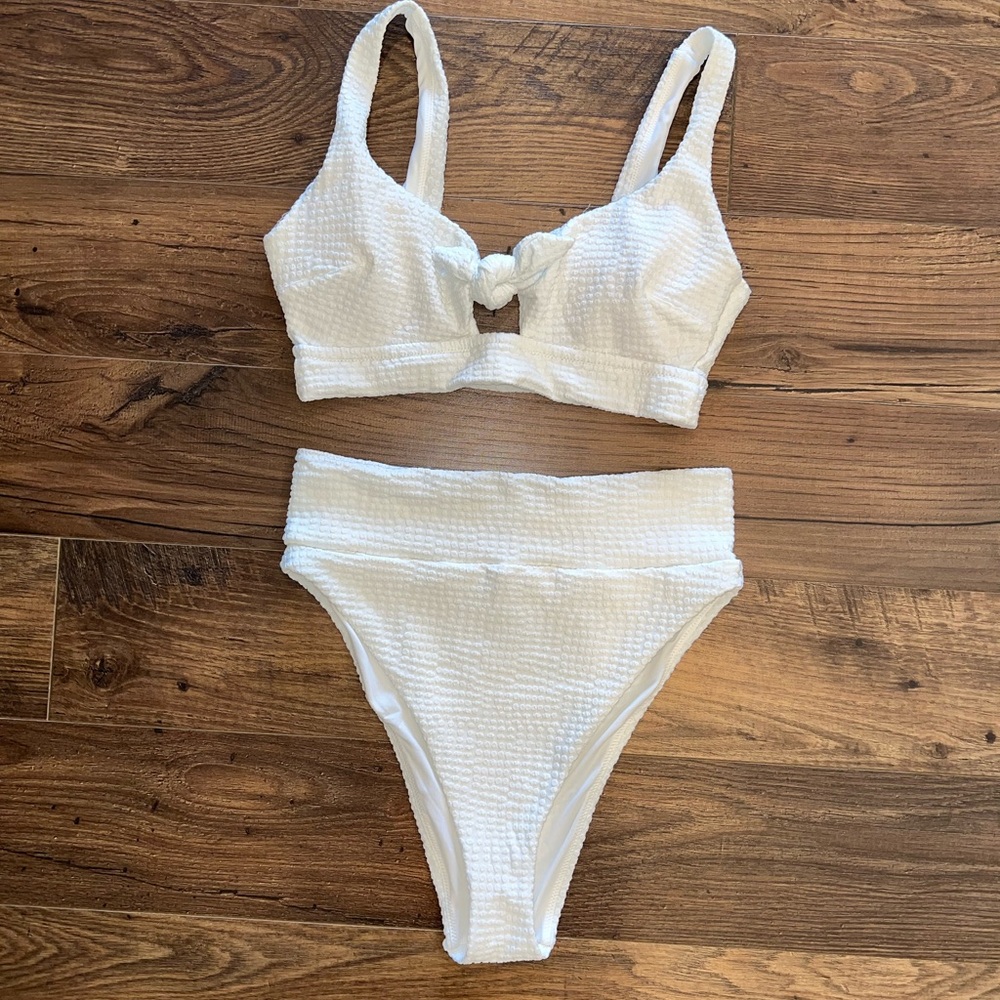 Aerie White High Cut Cheeky Bikini